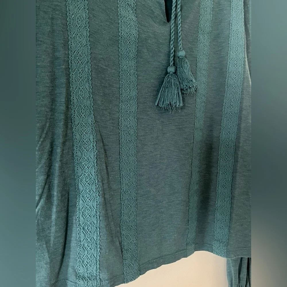 Lucky Brand Teal Long Sleeve Boho Blouse Women’s Size Small - Picture 6 of 12